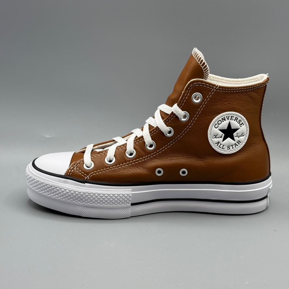 Converse Women's 5.5 Platform Sneakers Leather Brown CTAS Lift Hi A14907C - Picture 3 of 11